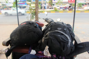 Our backpacks in Cambodia. 