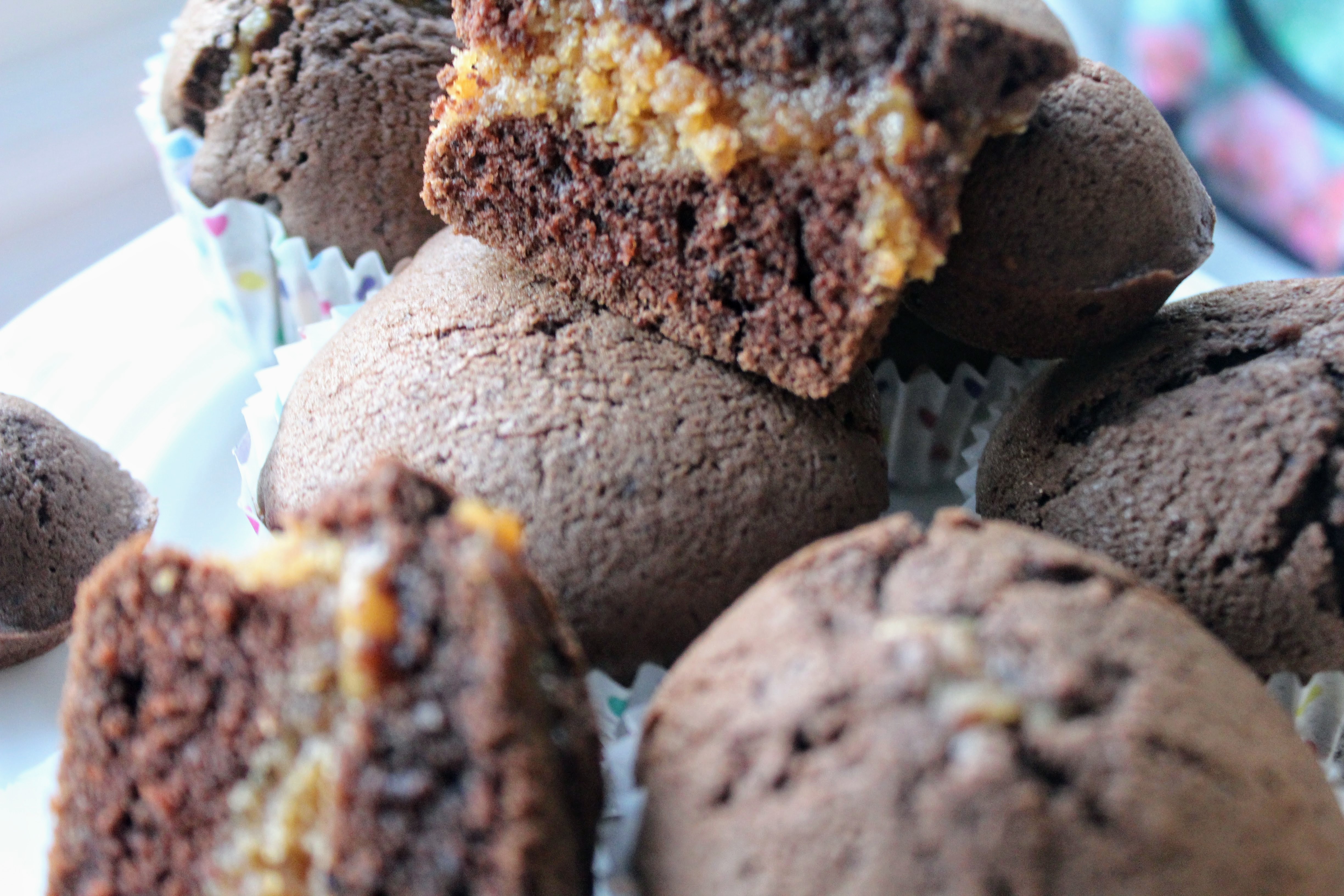 Chocolate Peanut Butter Stuffed Muffins (Dairy free)